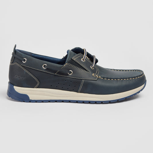 Pod Riley Navy Leather Boat Shoes