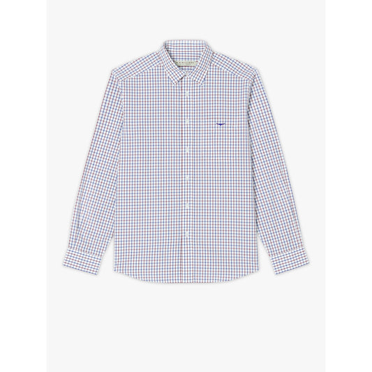RM Williams Navy Burgundy White Collins Shirt