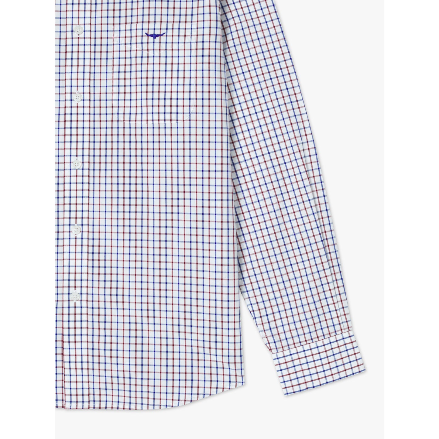 RM Williams Navy Burgundy White Collins Shirt