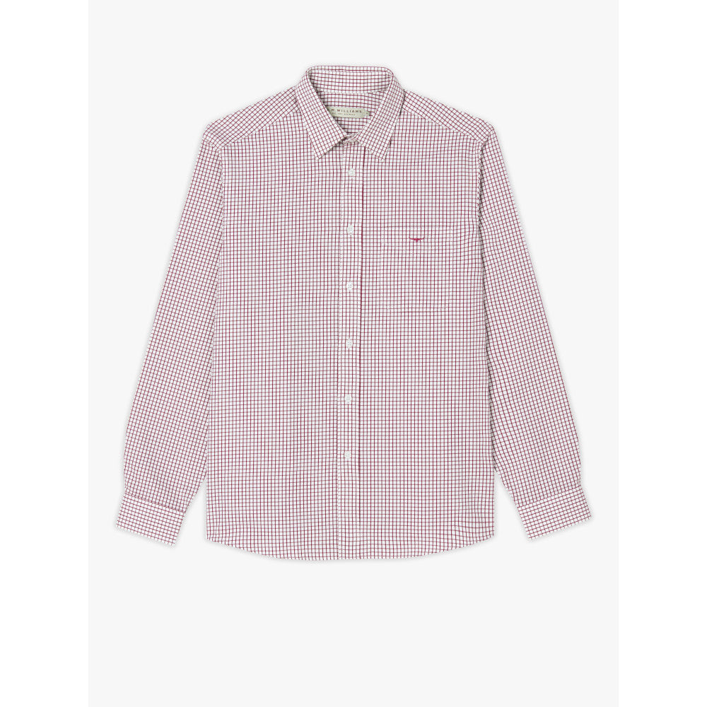 RM Williams Collins Burgundy White Shirt