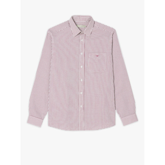 RM Williams Collins Burgundy White Shirt