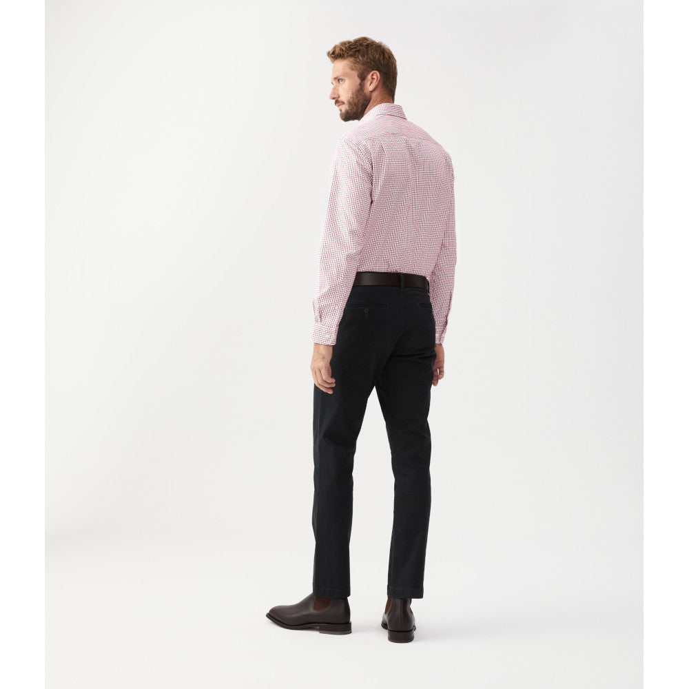 RM Williams Collins Burgundy White Shirt