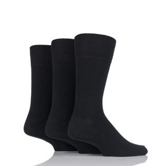 Gentle Grip 3 Pack Black Plain Socks