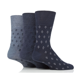 Gentle Grip 3 Pack Triangle Navy Denim Socks