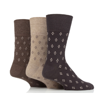 Gentle Grip 3 Pack Triangle Brown/Natural Socks