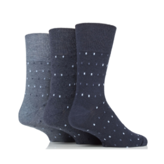 Gentle Grip 3 Pack Rectangle Navy/Denim Socks