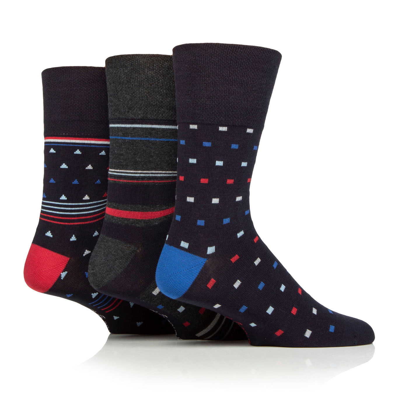 Gentle Grip 3 Pack Bamboo Navy Charcoal Socks