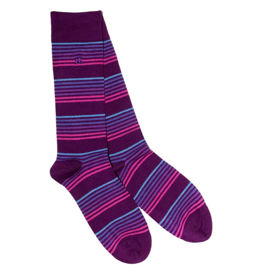 Swole Panda Purple Narrow Striped Socks