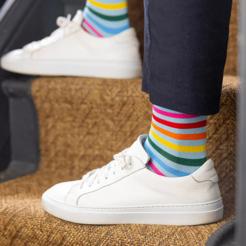 Swole Panda Pastel Narrow Striped Socks
