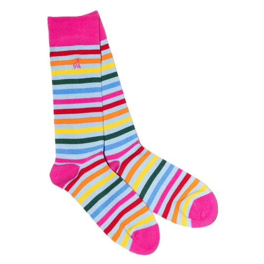 Swole Panda Pastel Narrow Striped Socks