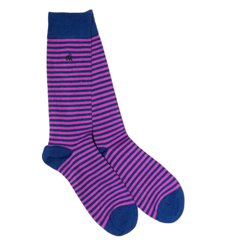 Swole Panda Rich Pink Narrow Striped Socks