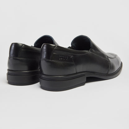 Pod Spear Black Leather Slip On Shoes