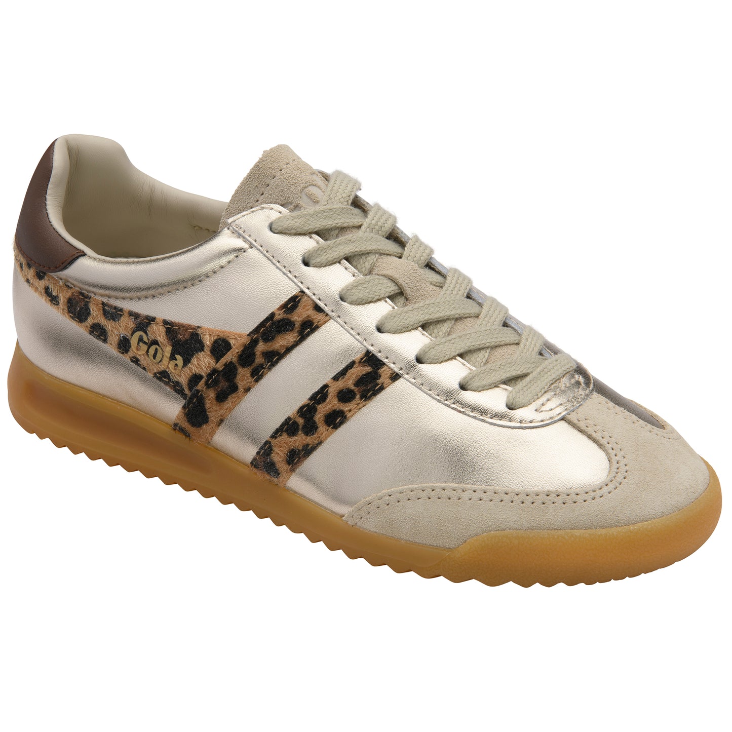 Gola Torpedo Glimmer Safari Gold/Leopard/Dark Brown Trainers