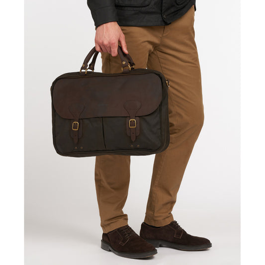 Barbour Olive Wax Briefcase