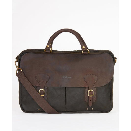 Barbour Olive Wax Briefcase