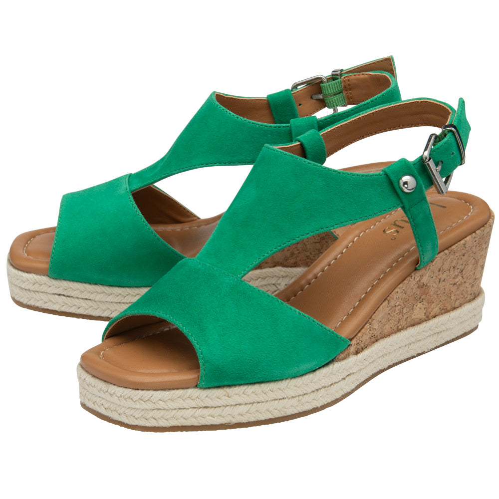 Lotus Madalene Green Suede Sandals