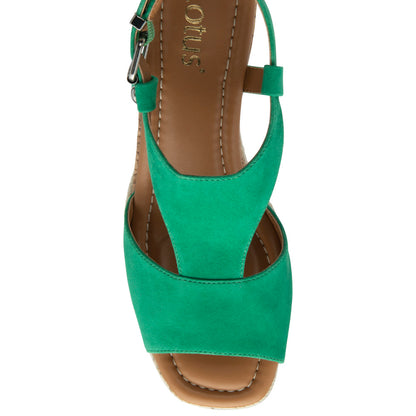 Lotus Madalene Green Suede Sandals