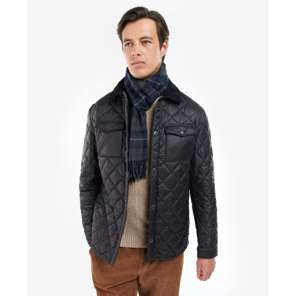 Barbour Olive Night Tartan Lambswool Scarf