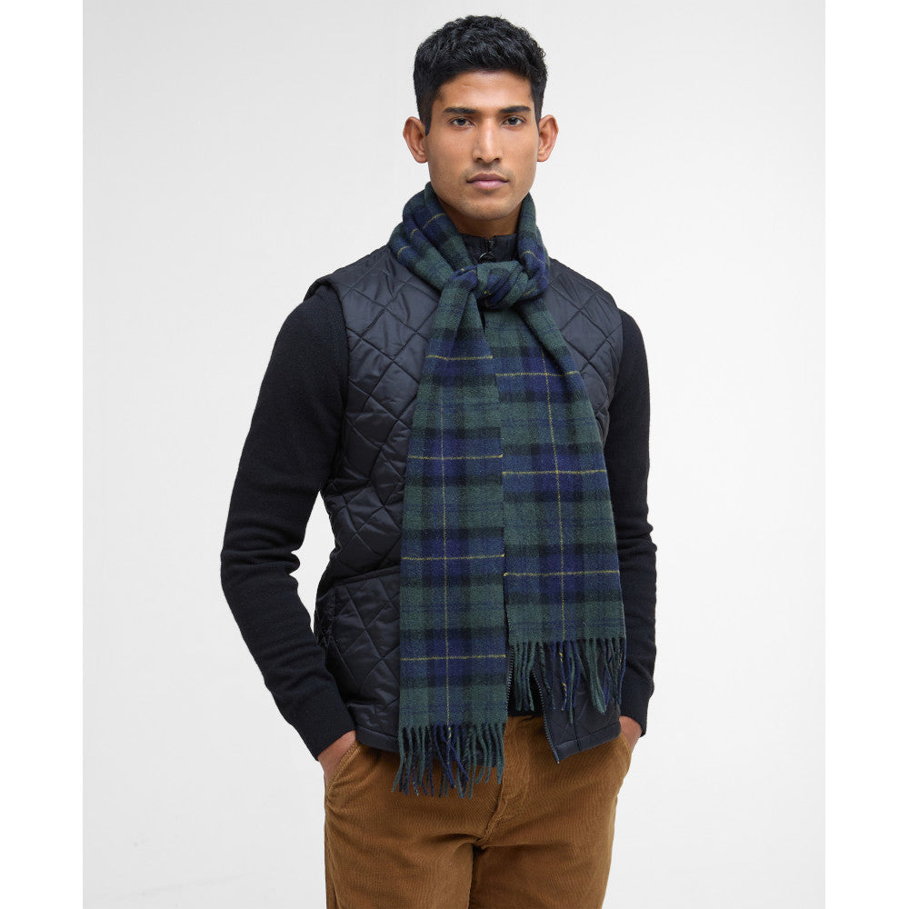 Barbour Olive Night Tartan Lambswool Scarf