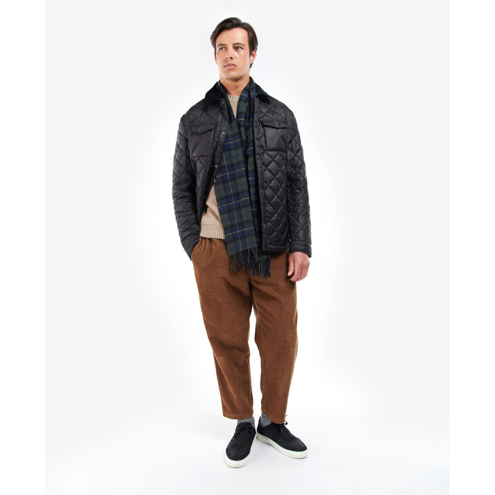Barbour Olive Night Tartan Lambswool Scarf