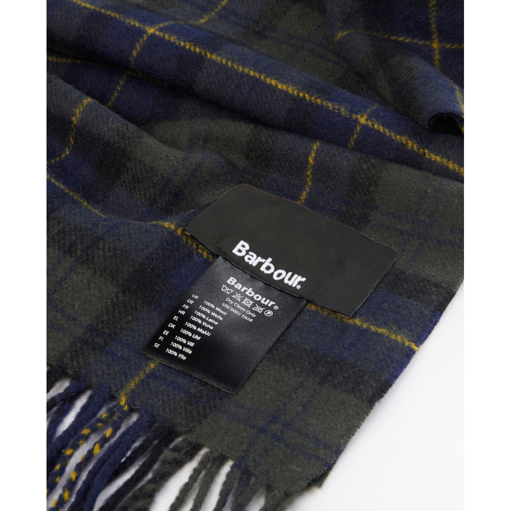 Barbour Olive Night Tartan Lambswool Scarf