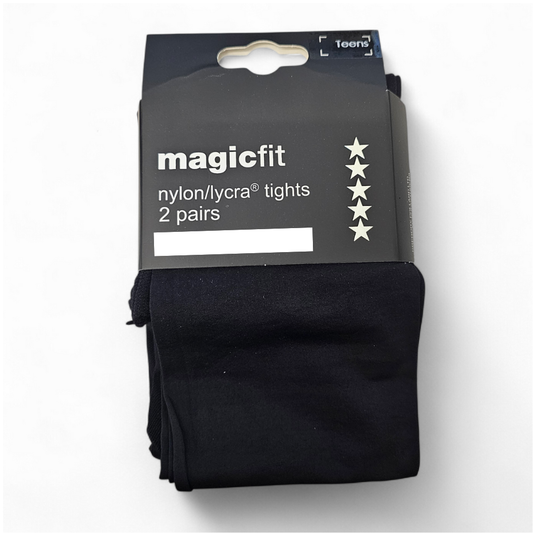 Magicfit Black Opaque 2 Pack School Tights