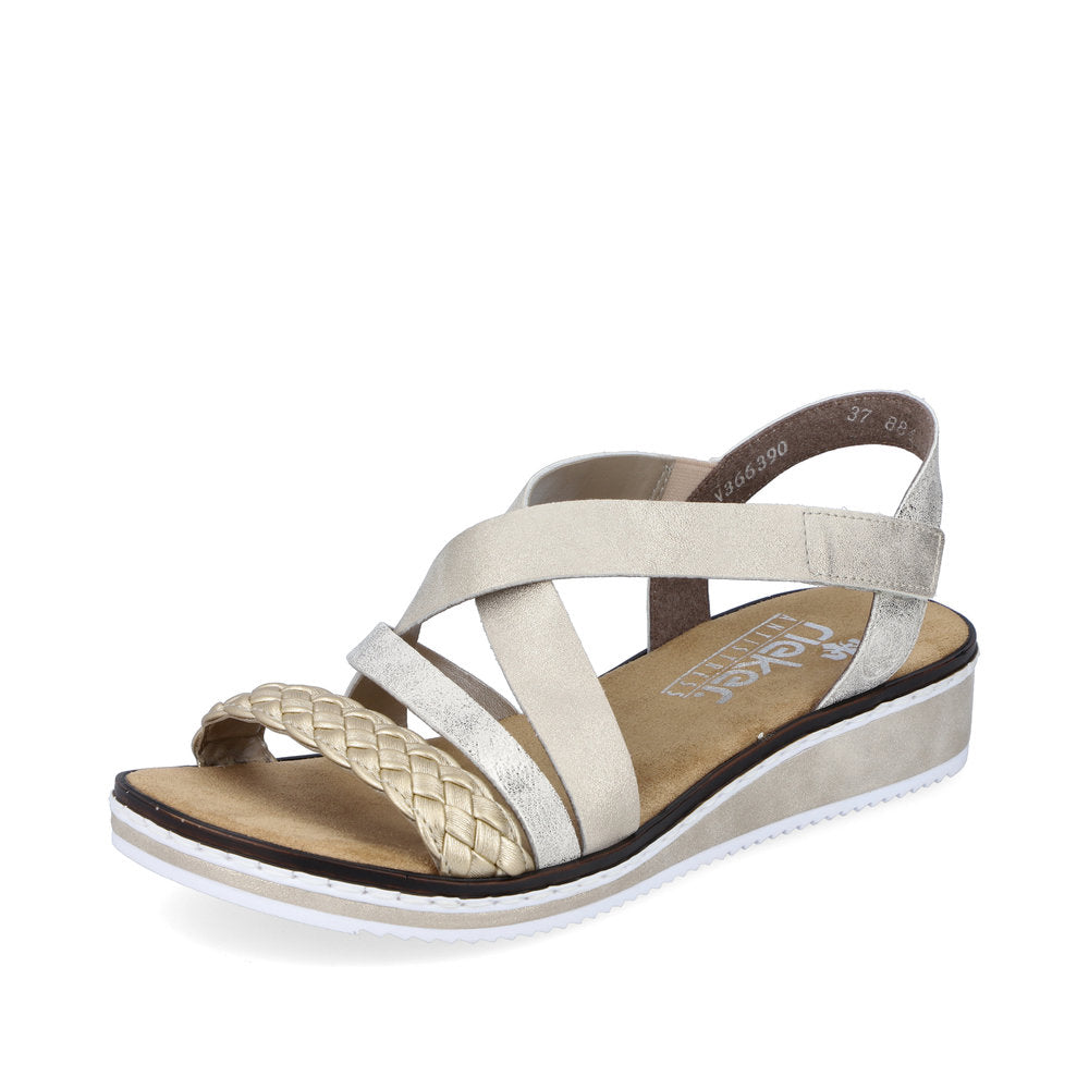 Rieker V3663-90 Light Gold/Beige-Gold/Shell Sandals