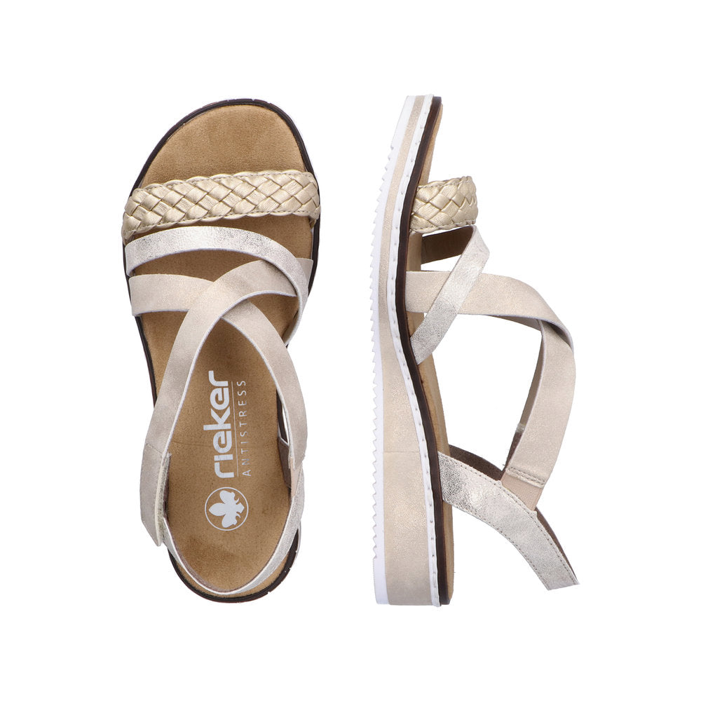 Rieker V3663-90 Light Gold/Beige-Gold/Shell Sandals