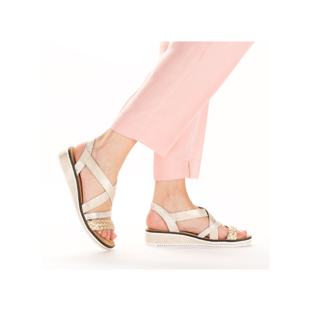Rieker V3663-90 Light Gold/Beige-Gold/Shell Sandals