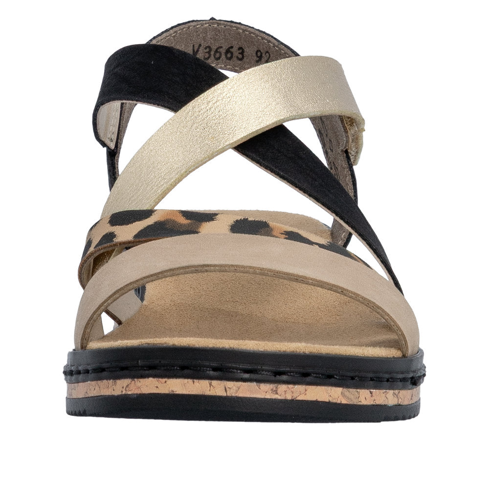 Rieker V3663-92 Shell Beige Black Sandals