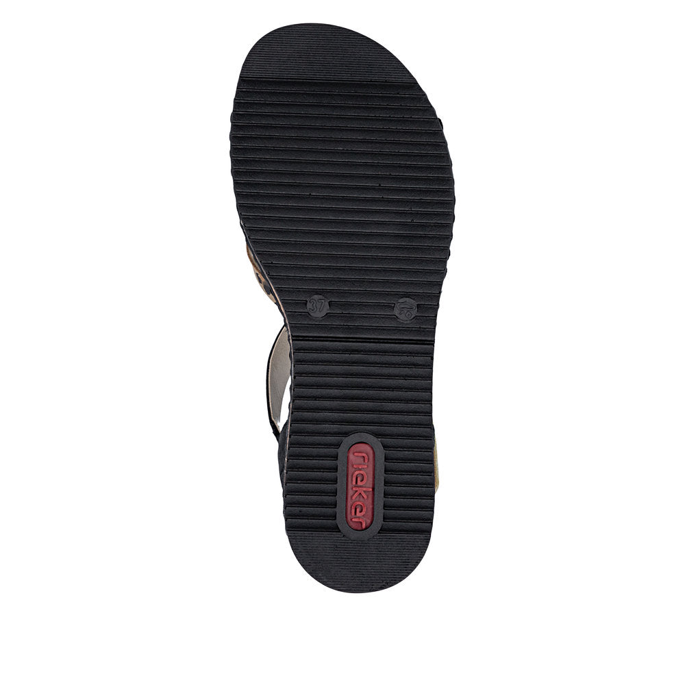 Rieker V3663-92 Shell Beige Black Sandals