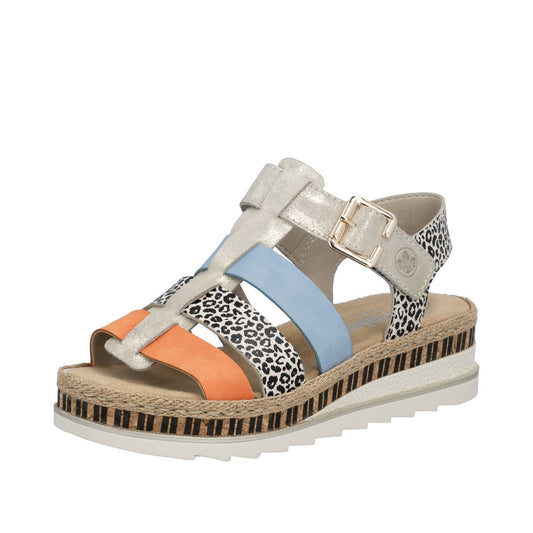 Rieker V7904-90 Nude / Pumpkin Aqua Sandals