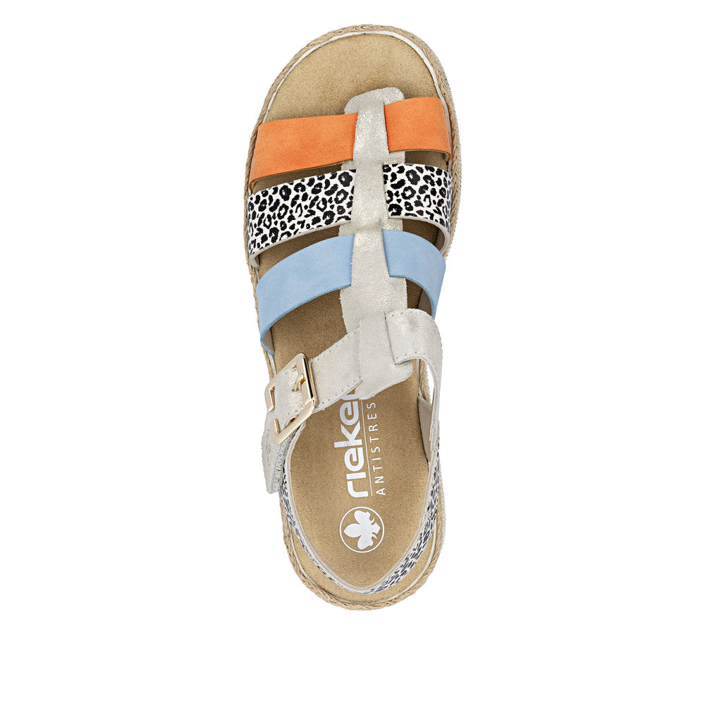 Rieker V7904-90 Nude / Pumpkin Aqua Sandals
