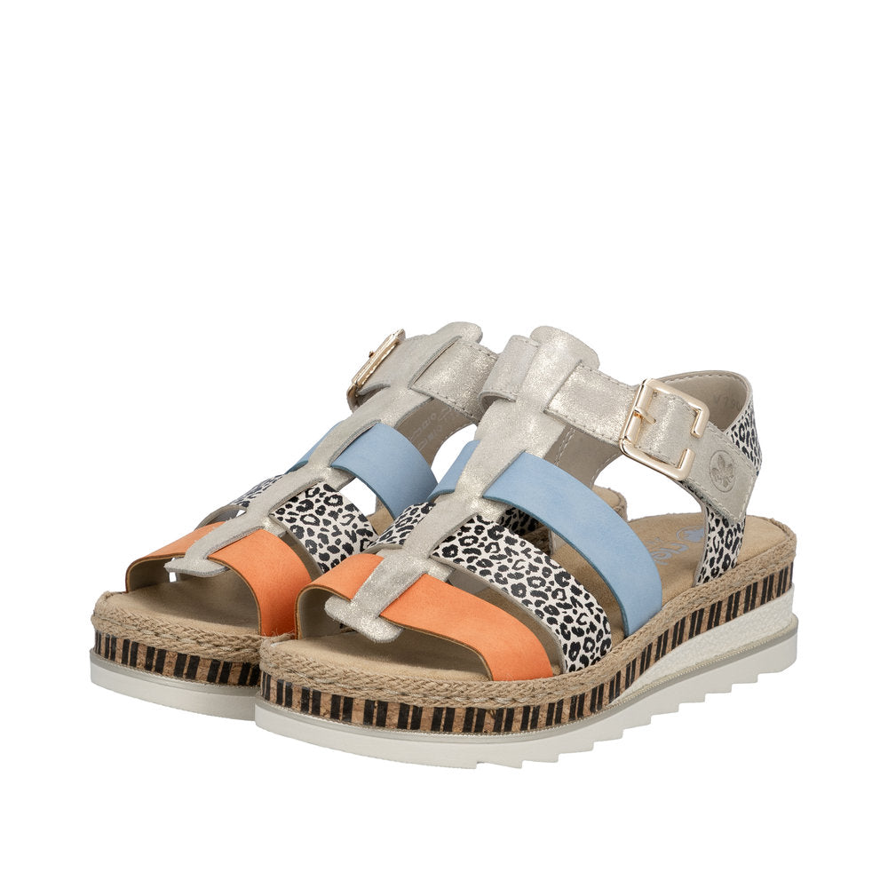 Rieker V7904-90 Nude / Pumpkin Aqua Sandals