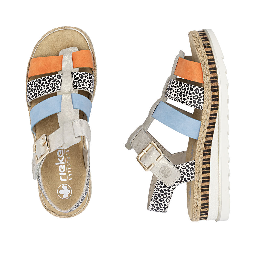 Rieker V7904-90 Nude / Pumpkin Aqua Sandals