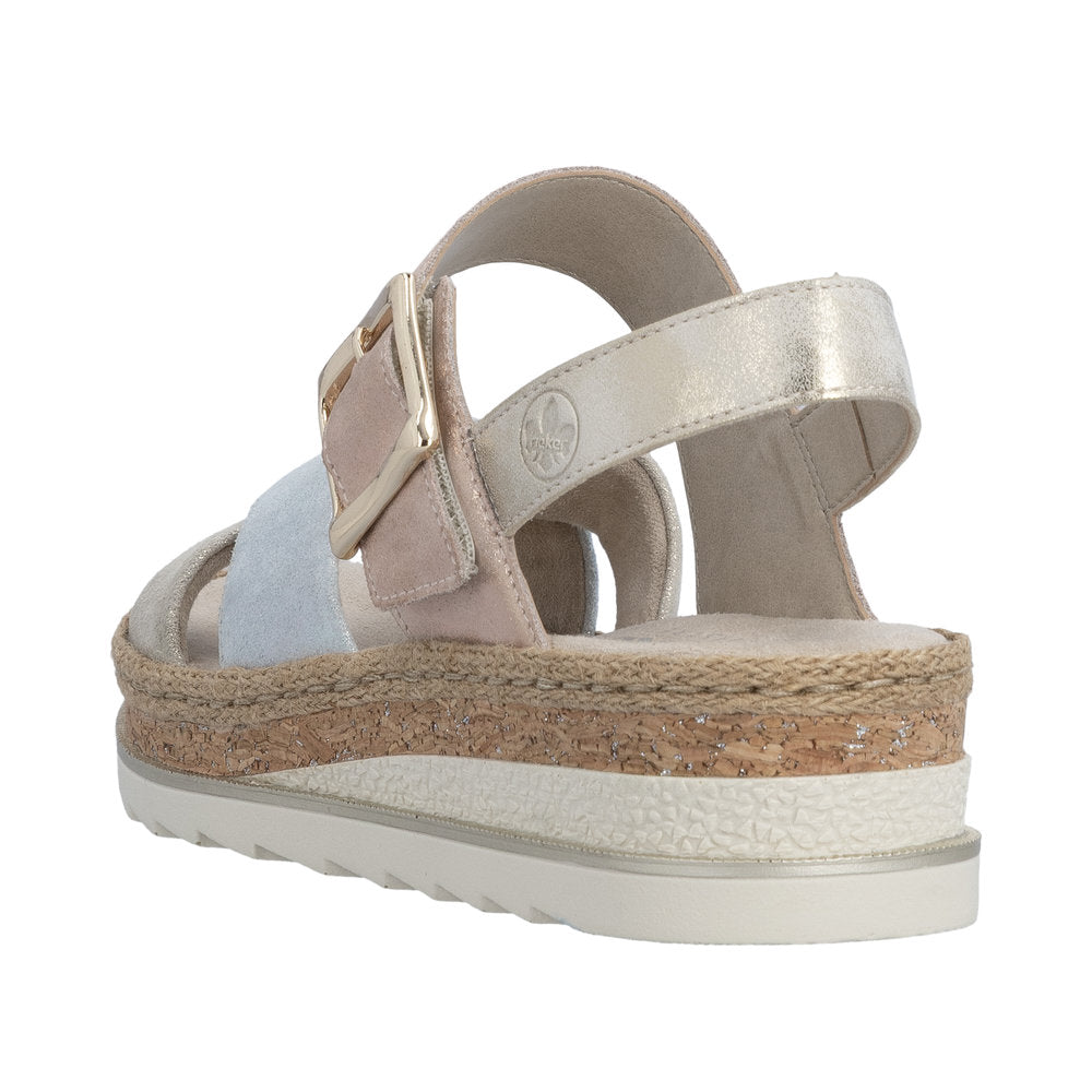 Rieker V7951-90 Nude Silver Rose Sandals