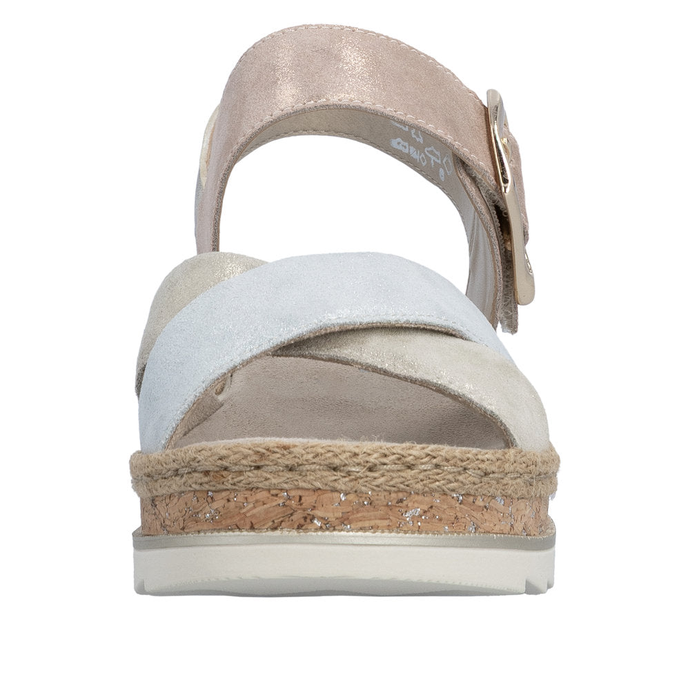 Rieker V7951-90 Nude Silver Rose Sandals