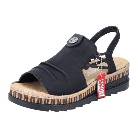 Rieker V7972-00 Black Sandals
