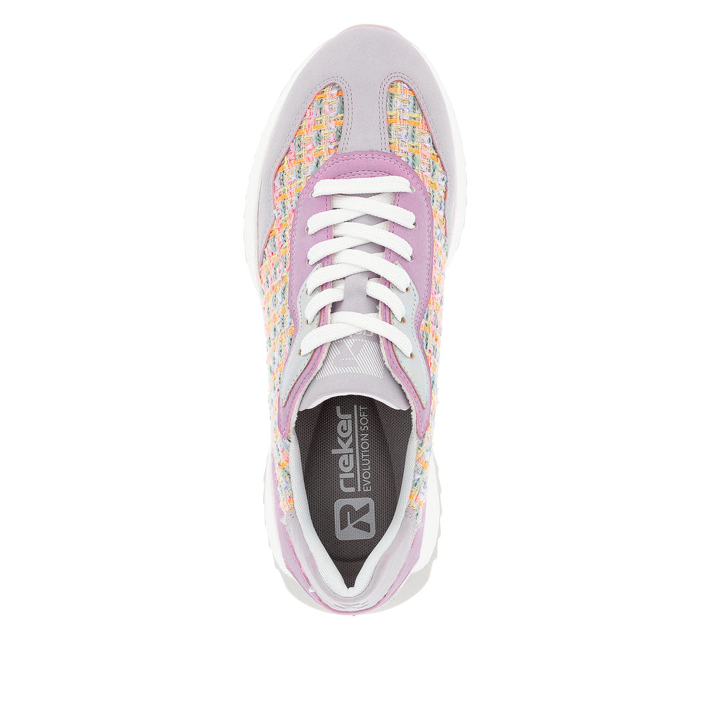 Rieker W1300-90 Mauve/Pastel Orange/Lilac Trainers