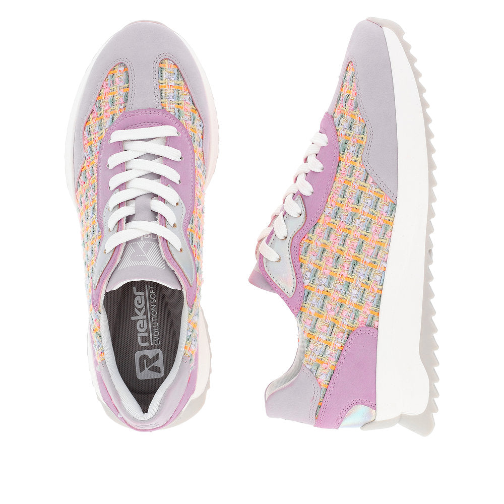 Rieker W1300-90 Mauve/Pastel Orange/Lilac Trainers