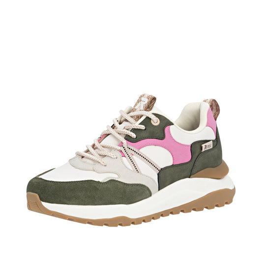 Rieker W2501-83 Green White Pink Trainers