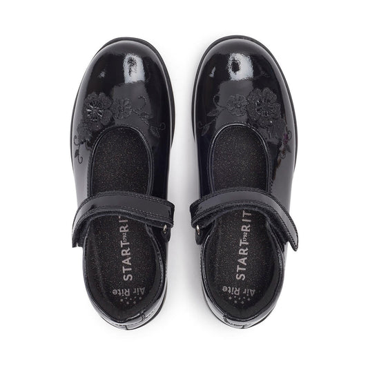 Start Rite Wish Black Patent School Shoes