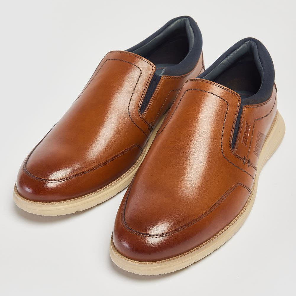 Pod Holden Cognac Tan Leather Slip-On Casual Shoes
