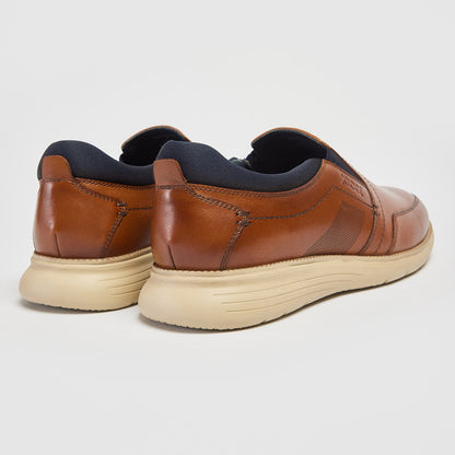 Pod Holden Cognac Tan Leather Slip-On Casual Shoes