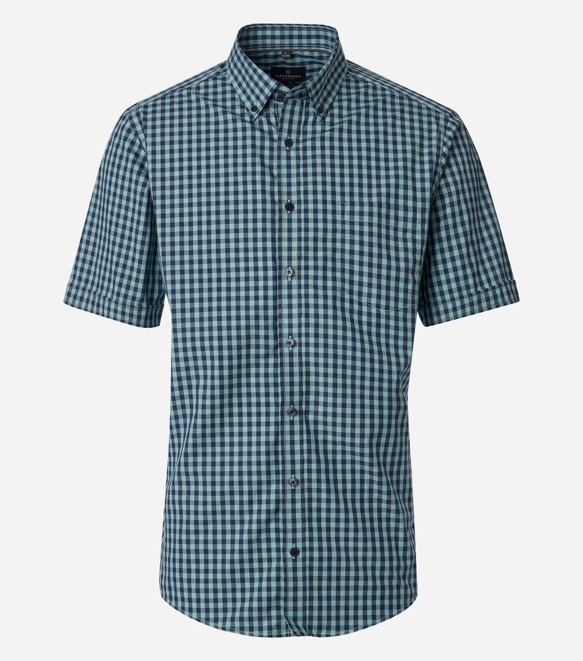 Casa Moda 126130861 300 Green Short Sleeve Casual Shirt