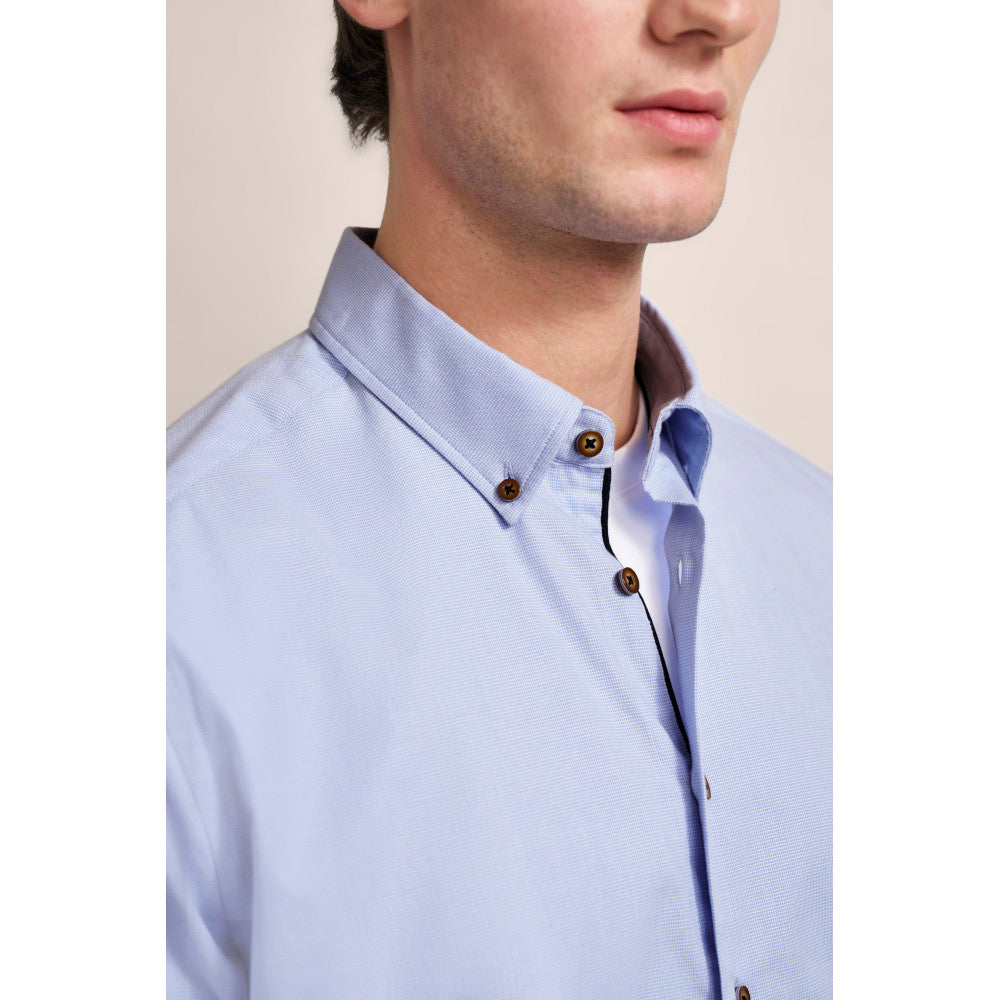 Bugatti 9350 68510B 320 Light Blue Long Sleeve Casual Shirt