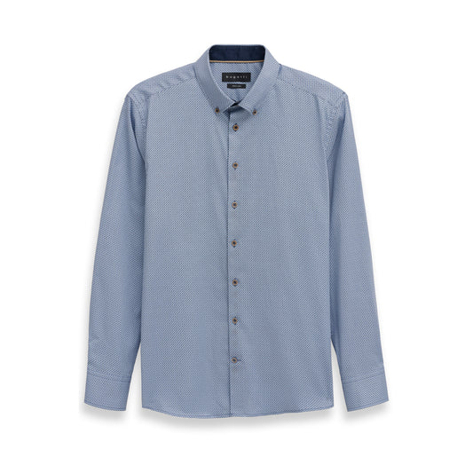 Bugatti 9350 88518D 340 Blue Grey Casual Shirt