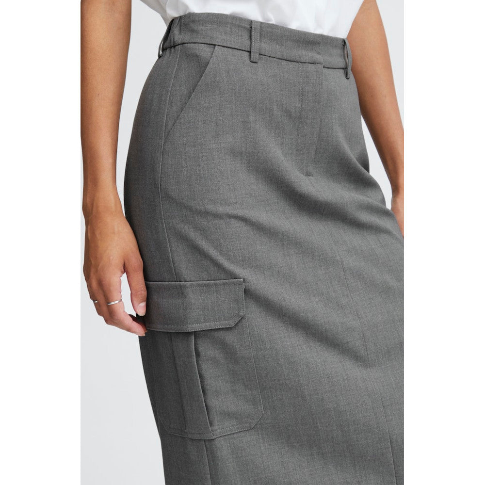 B.Young 20814249 200454 Light Grey Melange Skirt