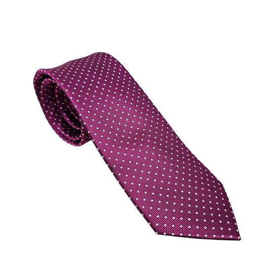 Wallace Raspberry Dot Silk Tie