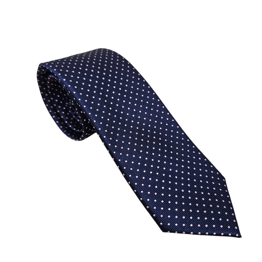 Wallace Navy And Pink Dot Silk Tie
